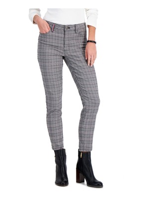 

TOMMY HILFIGER Женские серые эластичные укороченные брюки в клетку на молнии, Серый, J1XKB551