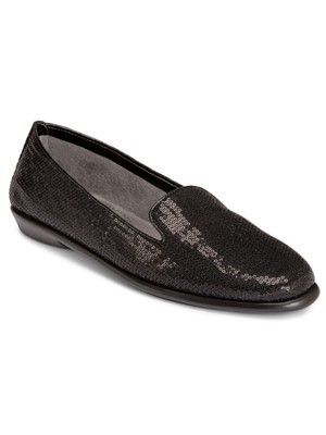 

AEROSOLES Женские черные кожаные туфли на танкетке Comfort Betunia с круглым носком на танкетке 8 м, Черный, BETUNIA