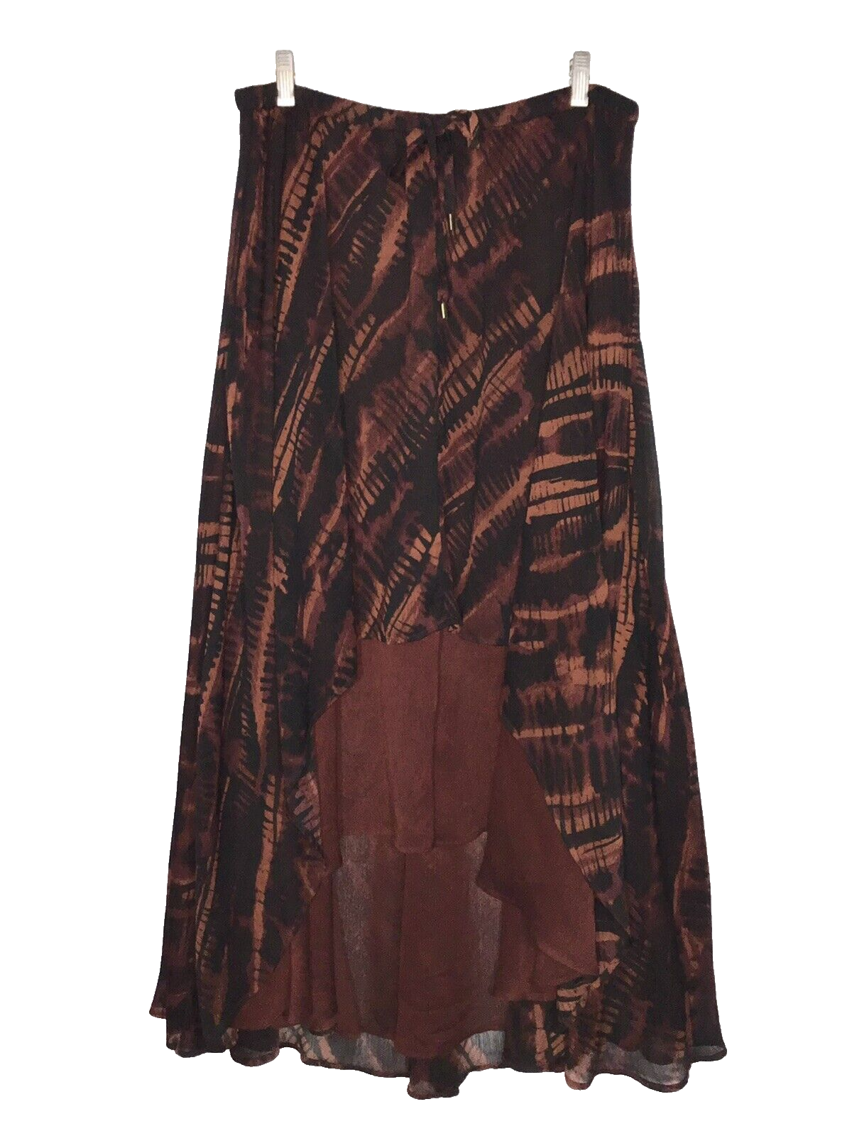 Lane Collection Womens Hi Lo Ruffled Long Skirt Sz14 Rust