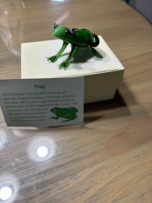 Sweet Art Glass Frog Figurine New In Box 1.5  Tall