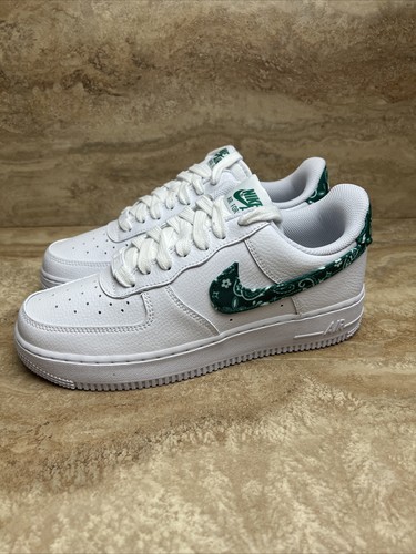 Pre-owned Nike Air Force 1 ‘07 Essential Green Paisley Women's In White