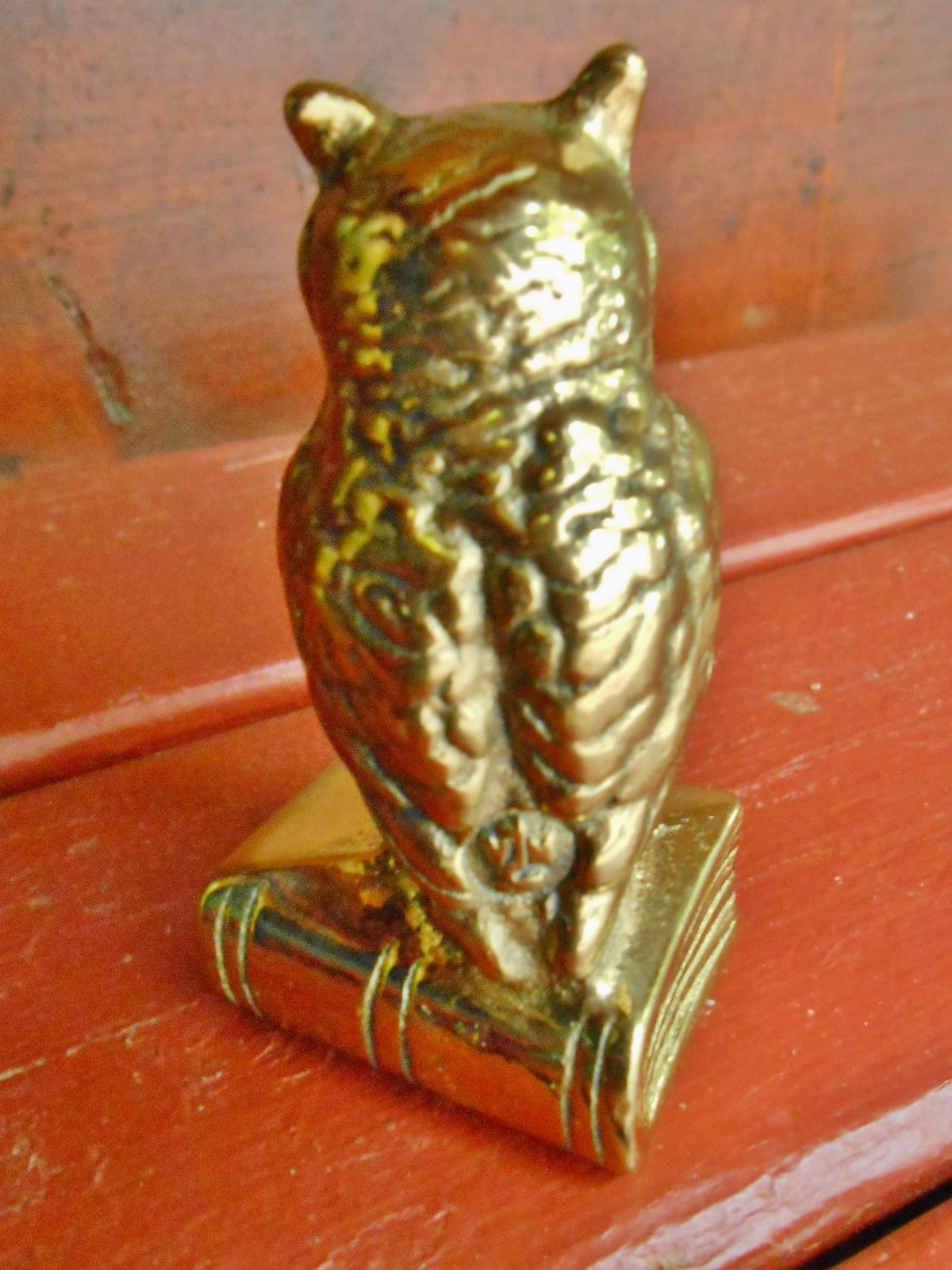 BRASS OWL PAPERWEIGHT SAND CAST VIRGINIA METALCRAFTERS CLEAN WELL HALLMARKED