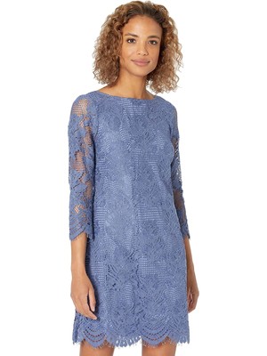 

Женское короткое коктейльное платье VINCE CAMUTO на синей подкладке с V-образным вырезом и рукавами 3/4, Синий