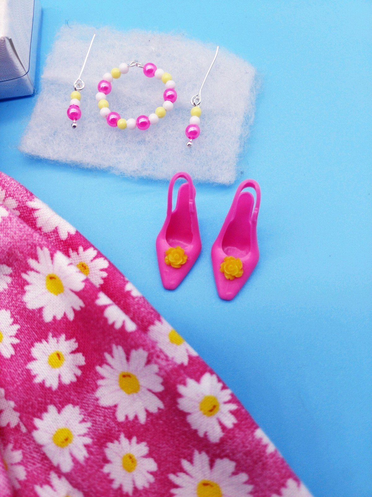 FITS BARBIE DOLL & FASHION DOLLS DESIGNER PINK DAISY DRESS  HANDMADE NEW!