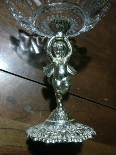 Vintage pedestal Candy Dish Soap Dish Compote Glass with Angle 6 1/2