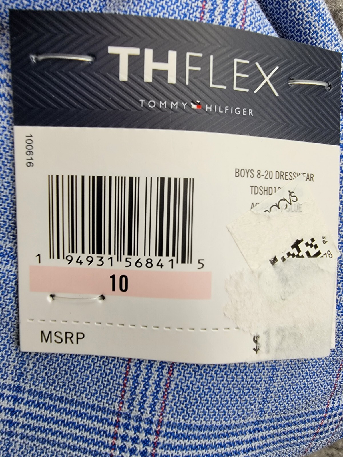 Tommy Hilfiger Stretch Deco Plaid Sport Coat Big Boys 10 Blue Flap Pockets L/S - Picture 19 of 19