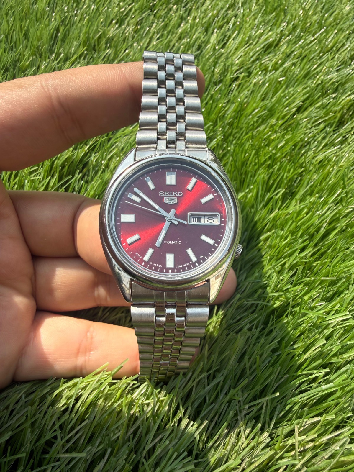 Seiko 5 Automatic 7009-469L-R SNXS Day/DATE 21J Red Dial Men Watch