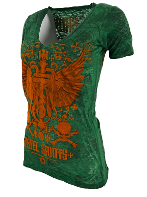 Rebel Saint by Affliction Women's T-shirt Socket Biker Tattoo