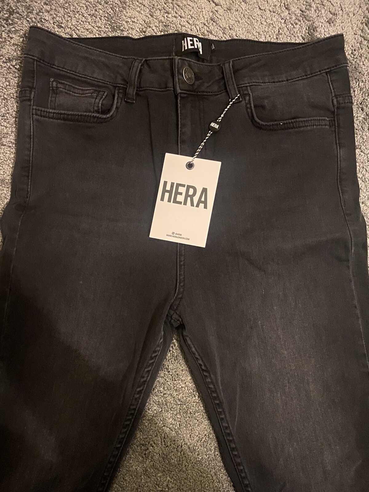 SKINNY Designer BLACK / GREY JEANS Size 