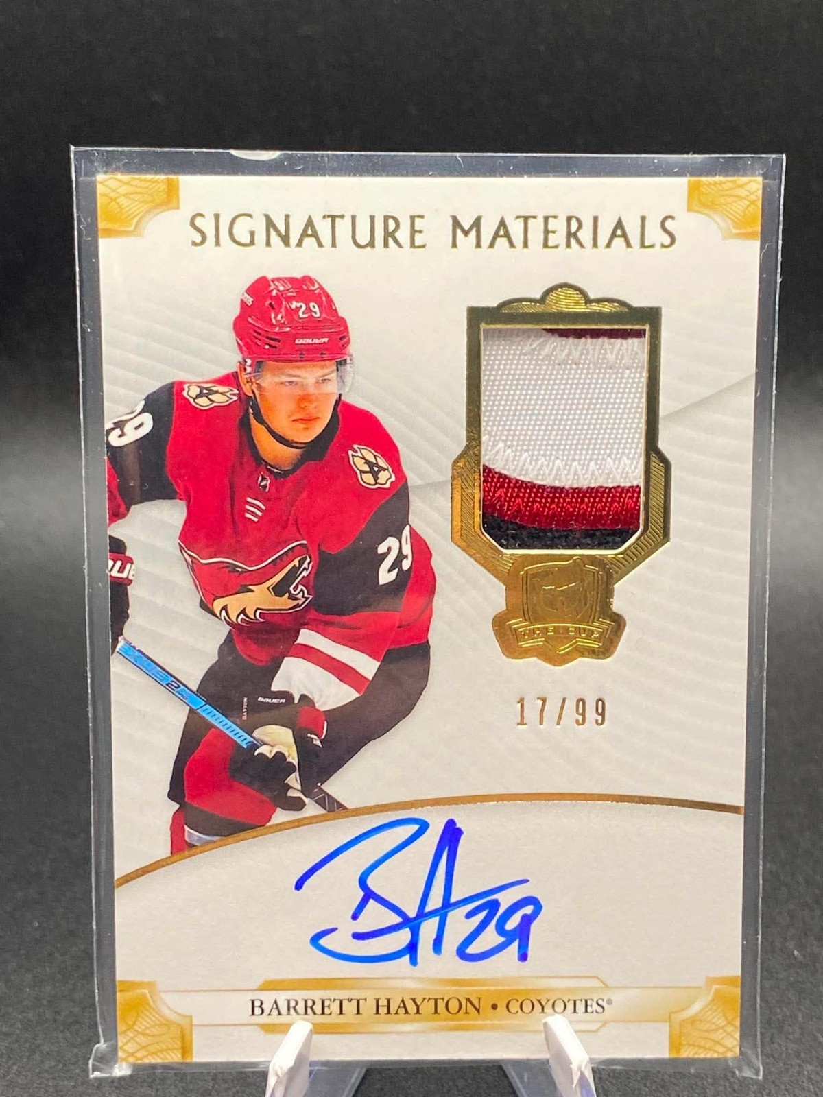 BARRETT HAYTON 2019-20 UD The Cup Signature Materials Patch Autograph Rookie /99