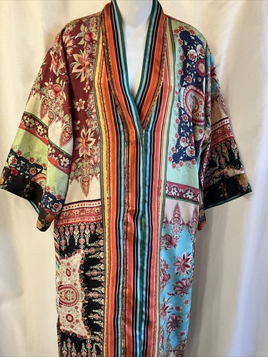 Pre-owned Johnny Was Silk Journey Kimono Nwt$515 Xsmall Scarf Prints Reversible In Multicolor