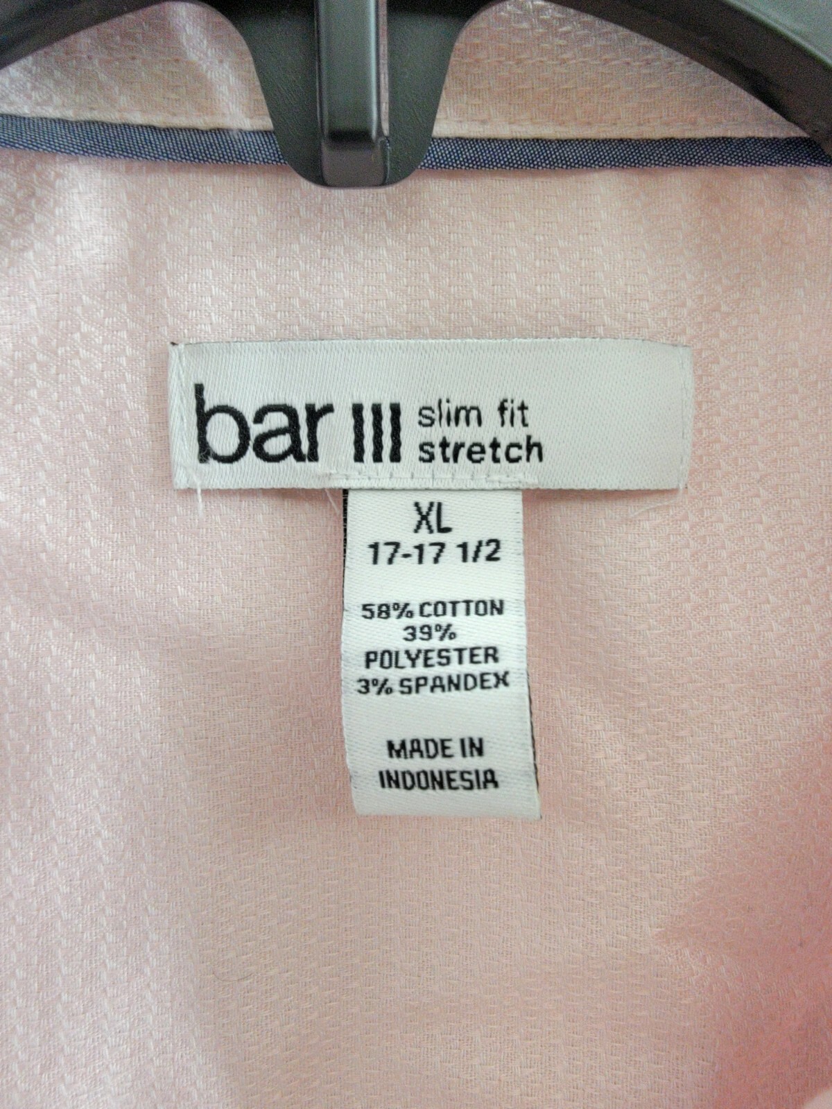 Bar III Slim-Fit Stretch Diamond Dobby Dress Shirt Men's XL 17-17.5 Pink L/S - Picture 12 of 19