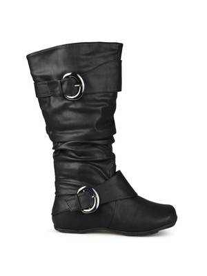 

JOURNEE COLLECTION Женские черные ботинки для верховой езды Paris с круглым носком на молнии, Черный, PARIS-BLK-080XWC