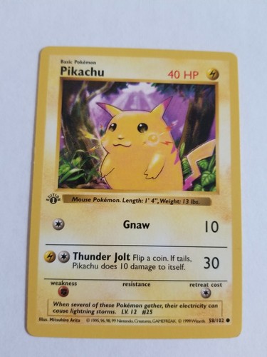 ポケモンカードゲーム Pikachu yellowcheek 1stED shadow less Shadowless Yellow Cheeks Pikachu | eBay