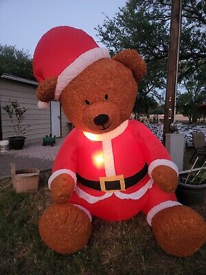 Giant 9 ft Airblown Inflatable Christmas Plush Teddy Bear with Santa Outfit