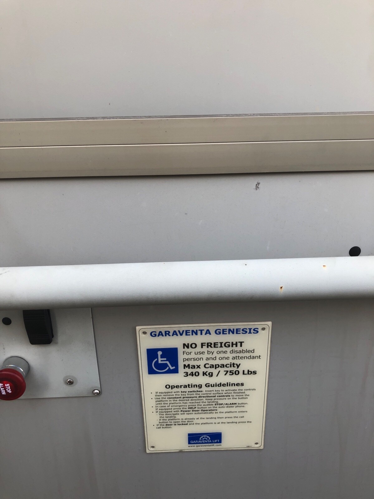 used wheel chair elevator lift garaventa opal 750lb capacity.