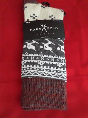 1 Pair Large Marc Ecko Cut & Sew Cotton Crew Socks 6-12 Skier