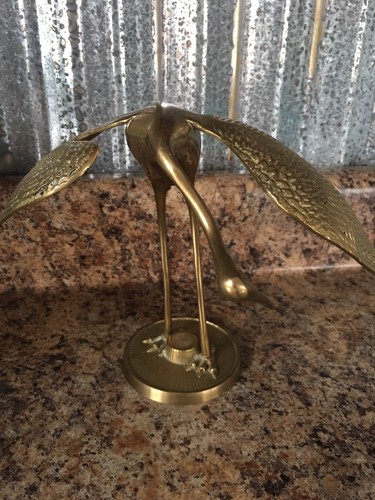 Lot Of 3 Crane Bird Figurines Solid Brass.
