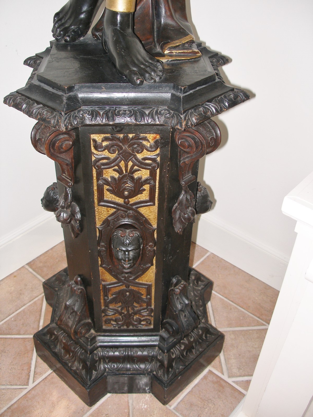 2 Antique Carved Italian Blackamoor Statues 92” Tall