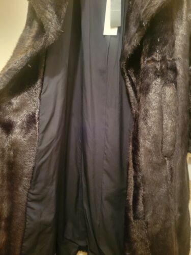 Pre-owned Karen Millen Womens Faux Fur Coat Dark Brown Sz Xl