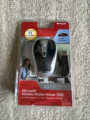 Genuine Sealed OEM Microsoft Wireless Mobile Mouse 3000 PC / Mac Tilt Wheel USB