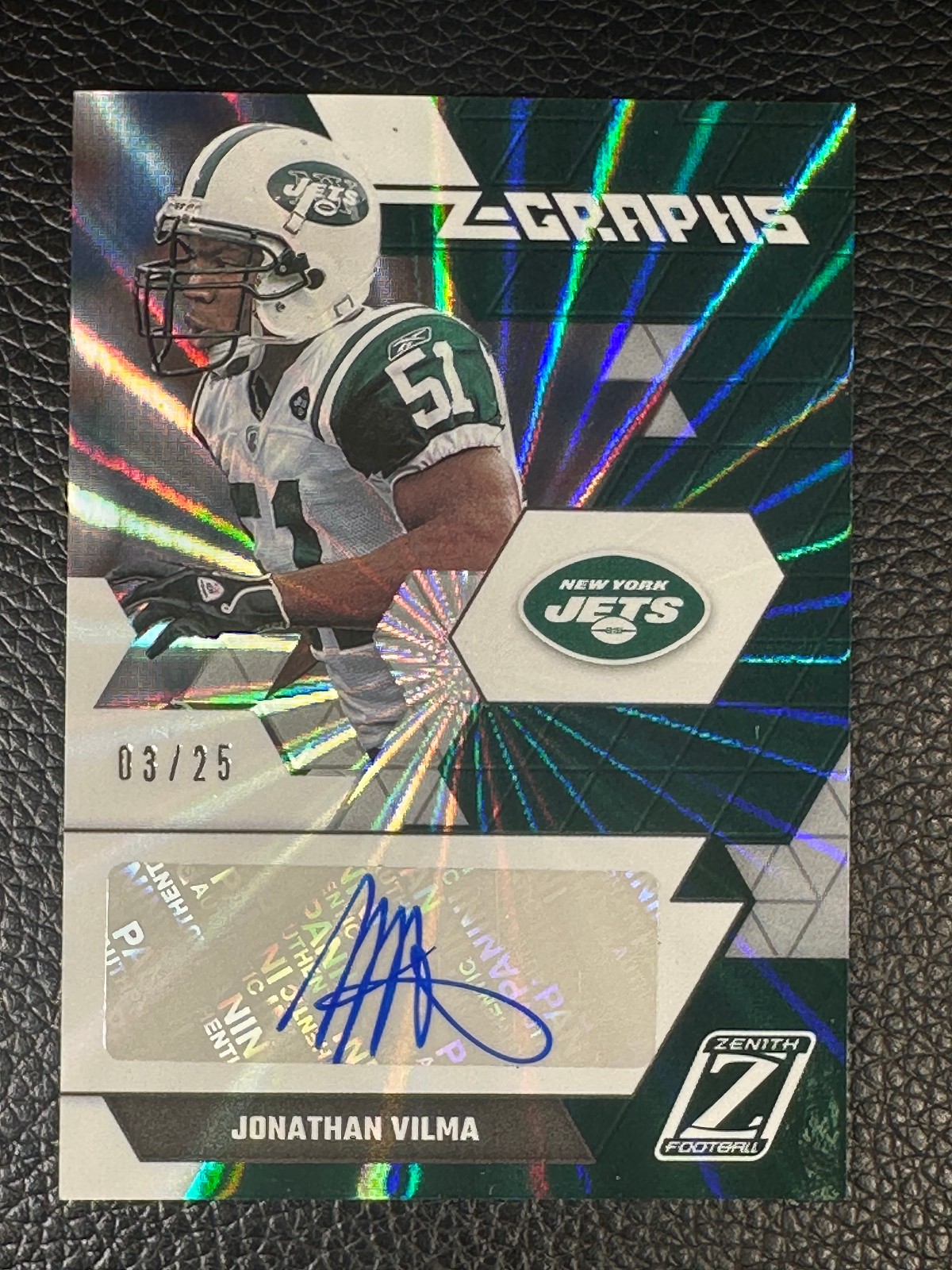 2021 Panini Zenith Z-Graphs Jonathan Vilma 3/25 Auto Autograph