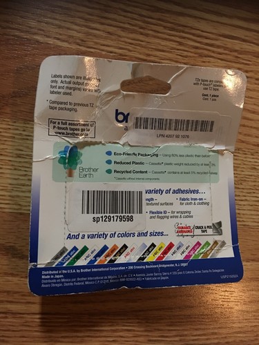 P-touch Red Print on White Tape~3/4 width~Brother~NIP