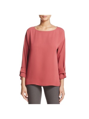 Женская розовая туника NIC + ZOE с разрезом и пряжкой на манжете с длинным рукавом и вырезом лодочкой, топ S