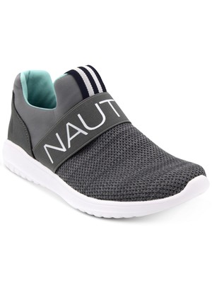 

NAUTICA Женские серые вязаные кроссовки с логотипом Canvey и круглым носком на танкетке, спортивные кроссовки без шнуровки, Серый, CANVEY