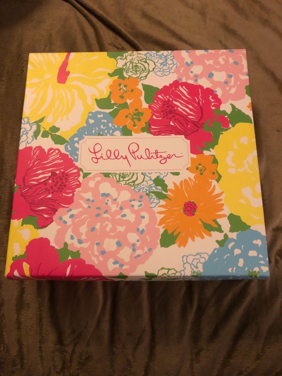 Lilly Pultizer Gift Box Square Floral Print Yellow, Blue,Pink, Orange EASTER