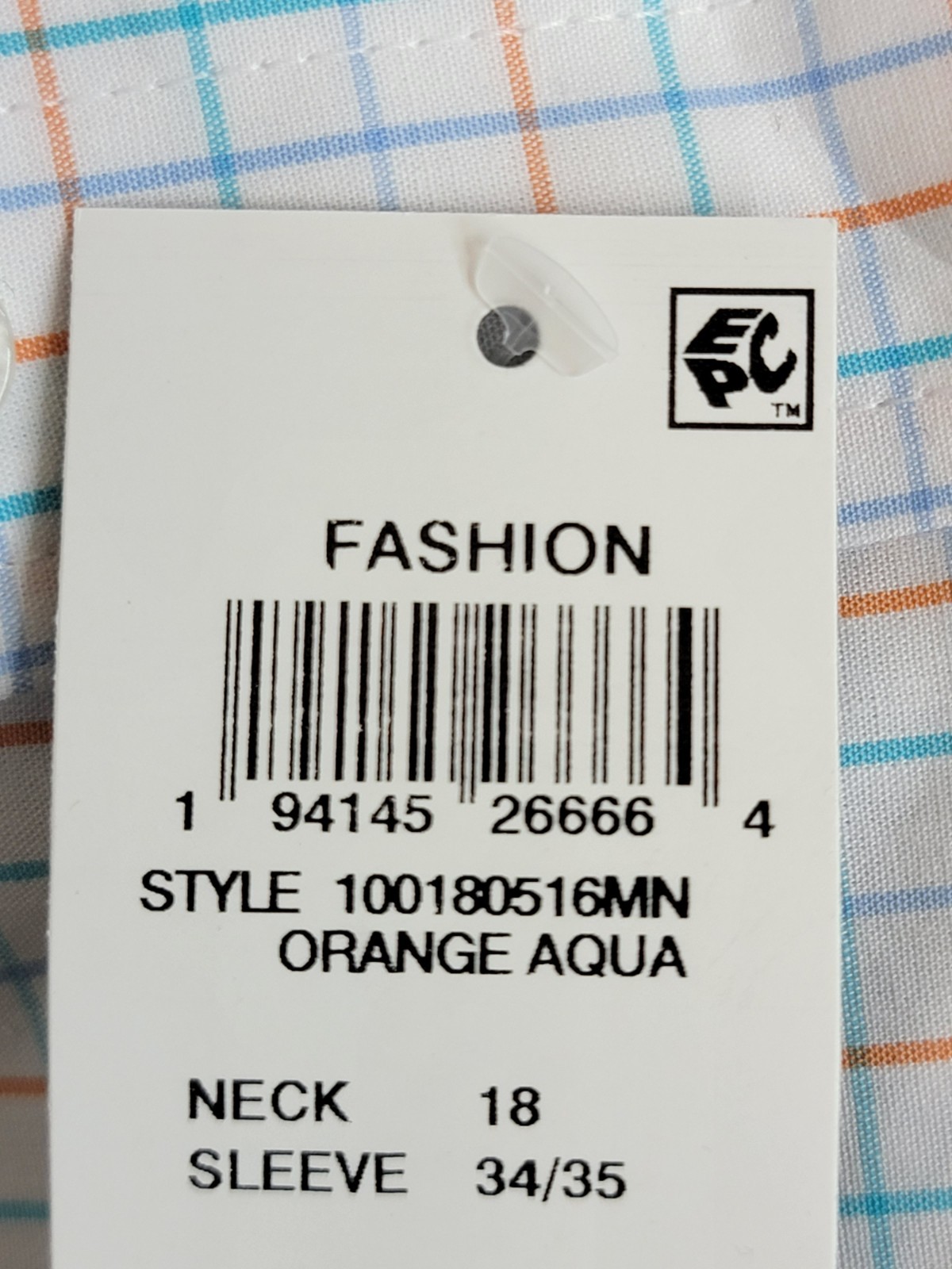 Club Room Regular Fit Performance Dress Shirt Men's 18 34-35 Orange/Aqua L/S - Picture 19 of 19