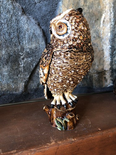 JAY STRONGWATER MILO OWL FIGURINE, NATURAL FINISH