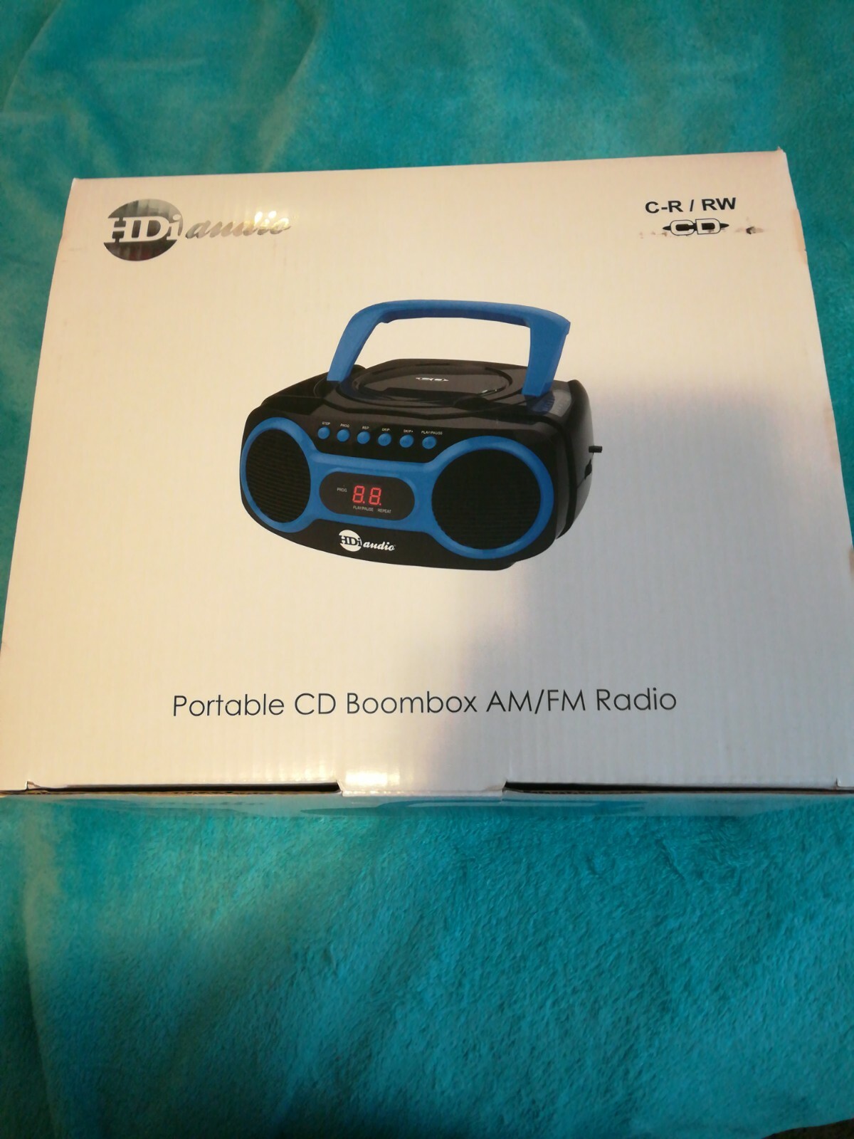 Hdi Audio CD Boombox AM/FM Radio Black and Blue Colors, Programmable, With Cord