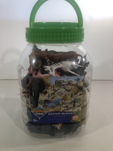 Animal Zone safari toy animals bucket toy plastic jungle Animal Zone safari toy animals bucket toy plastic jungle