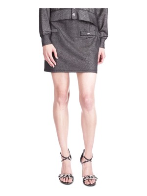 Женская черная мини-юбка А-силуэта с металлическими пуговицами MICHAEL MICHAEL KORS S