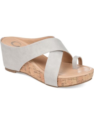

JOURNEE COLLECTION Женские серые шлепанцы на танкетке Rayna, Серый, RAYNA-SANDAL