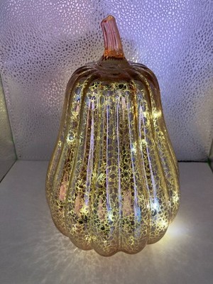 Simpdecor mercury Glass Pumpkin Light with Timer For Halloween Or Fall Decor