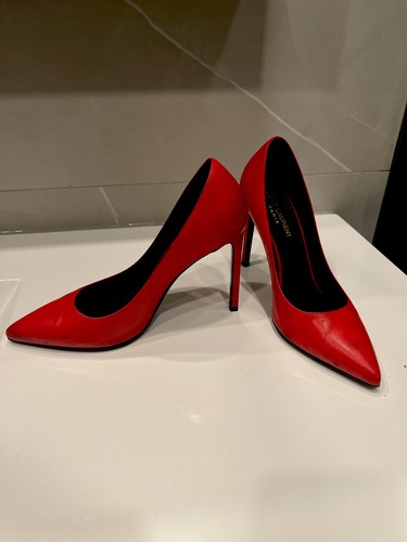 YSL Saint Laurent Red Leather Women's High Heel Pumps 37 | eBay