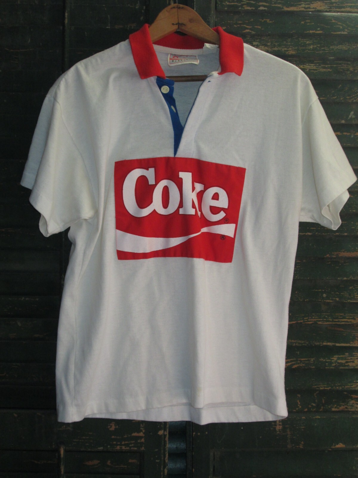 【2plan】Coca Stripe Rugby Tee Vintage 80s 90s Coca Cola Coke Rugby Polo Surf Skate Shirt