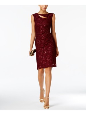 CONNECTED APPAREL Womens Red Sleeveless Above The Knee Cocktail Sheath Dress 8