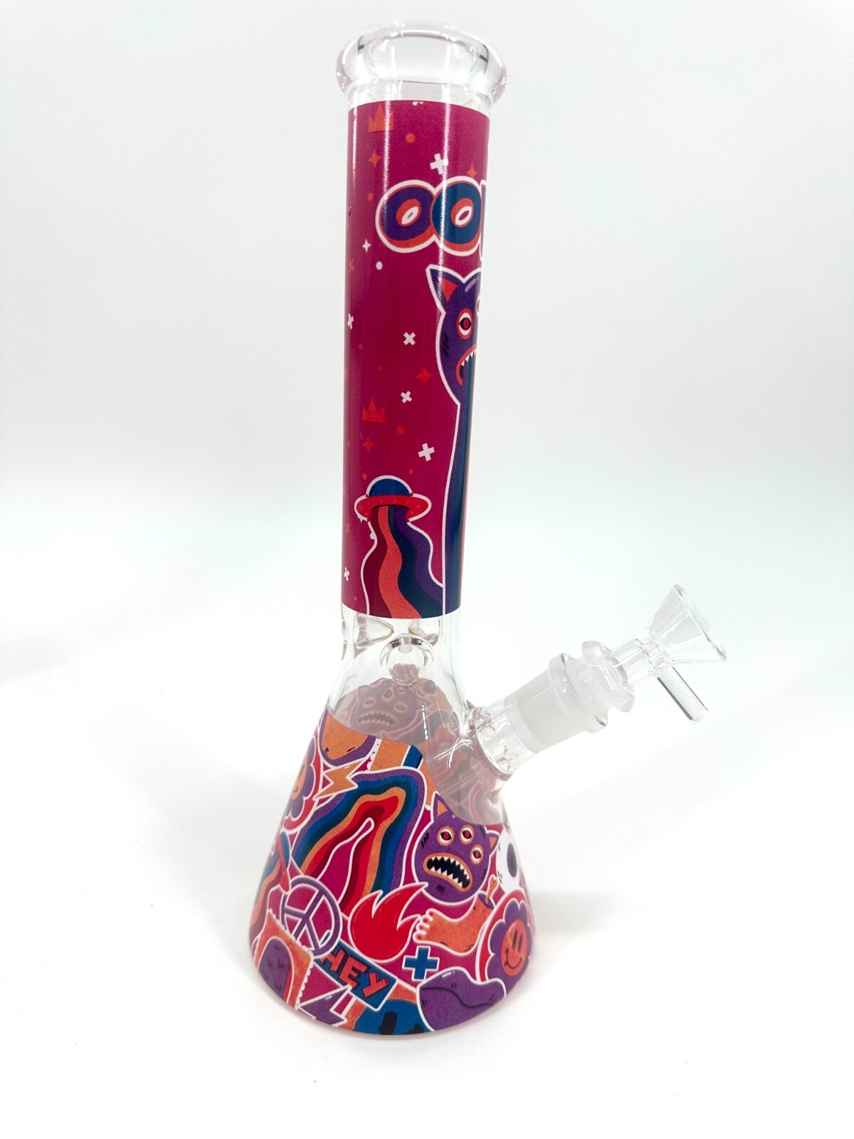 11" Cute Cartoon Glass Bongs  Filter 14mm Bowl Bubbler Red&Pink Best Gifts