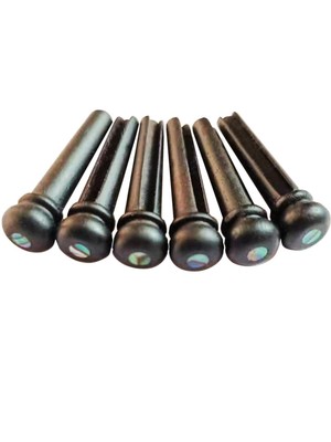 AYUBOUSA 6pcs Ebony Guitar Pins Inlaid 2mm Abalone Dot Acoustic Guitar Replac...