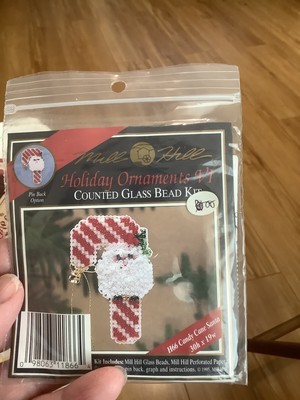 Mill Hill Holiday Ornaments H66 - CHRISTMAS CANDY CANE SANTA - Beaded C.S. Kit