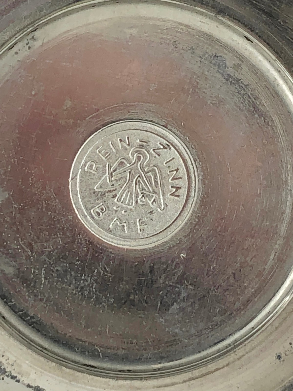 Vintage Schnapskrugerl Original BMF Pewter & Glass Mini Stein Rein-Zinn