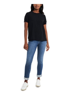 

RILEY-RAE Женская черная футболка с коротким рукавом и круглым вырезом, Черный