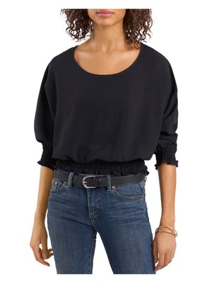 Женский черный топ с круглым вырезом и рукавом 3/4 от VINCE CAMUTO S