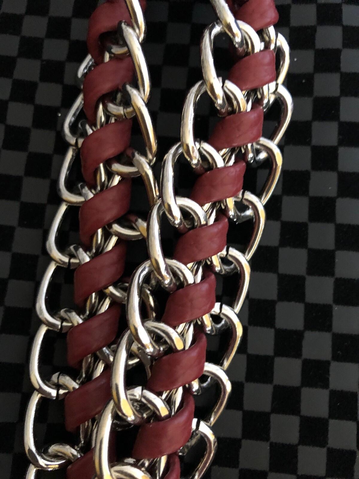 replacement purse strap Shoulder Chain Maroon Silver Hardware Faux Leather