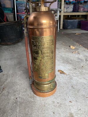 Vintage Copper & Brass Badger 2.5  Fire Extinguisher  Lamp