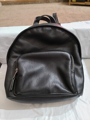Universal Thread Black Faux Leather Mini Backpack, Adjustable Straps 11x11x4