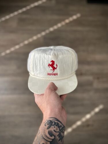 Vintage 80's Ferrari White Satin Checkered Rope Leather Vintage 80's Ferrari White Satin Checkered Rope Leather